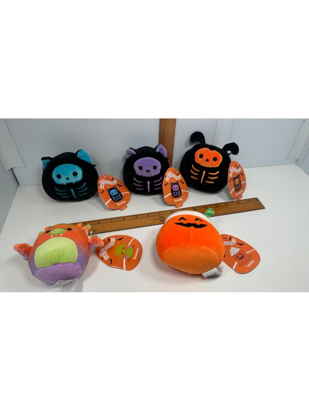 5 Halloween Squishmallows 4" Stump, Shellie, Scrapper, Dionne, Lester New Tags